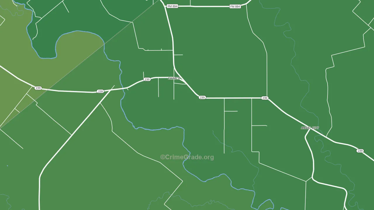 Charco, TX Map of Vehicle Theft Rates