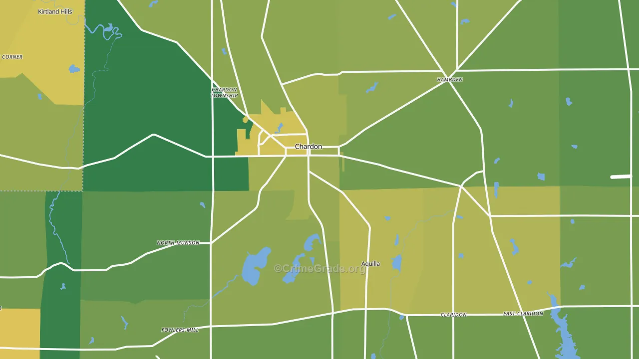 Chardon, OH Map of Vehicle Theft Rates