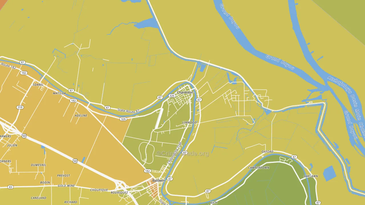 Charenton, LA Map of Vehicle Theft Rates