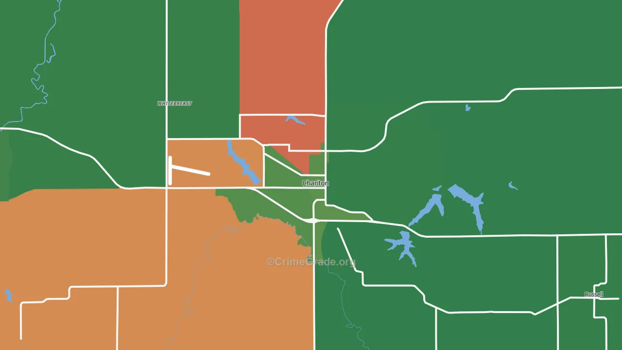 Chariton, IA Map of Vehicle Theft Rates