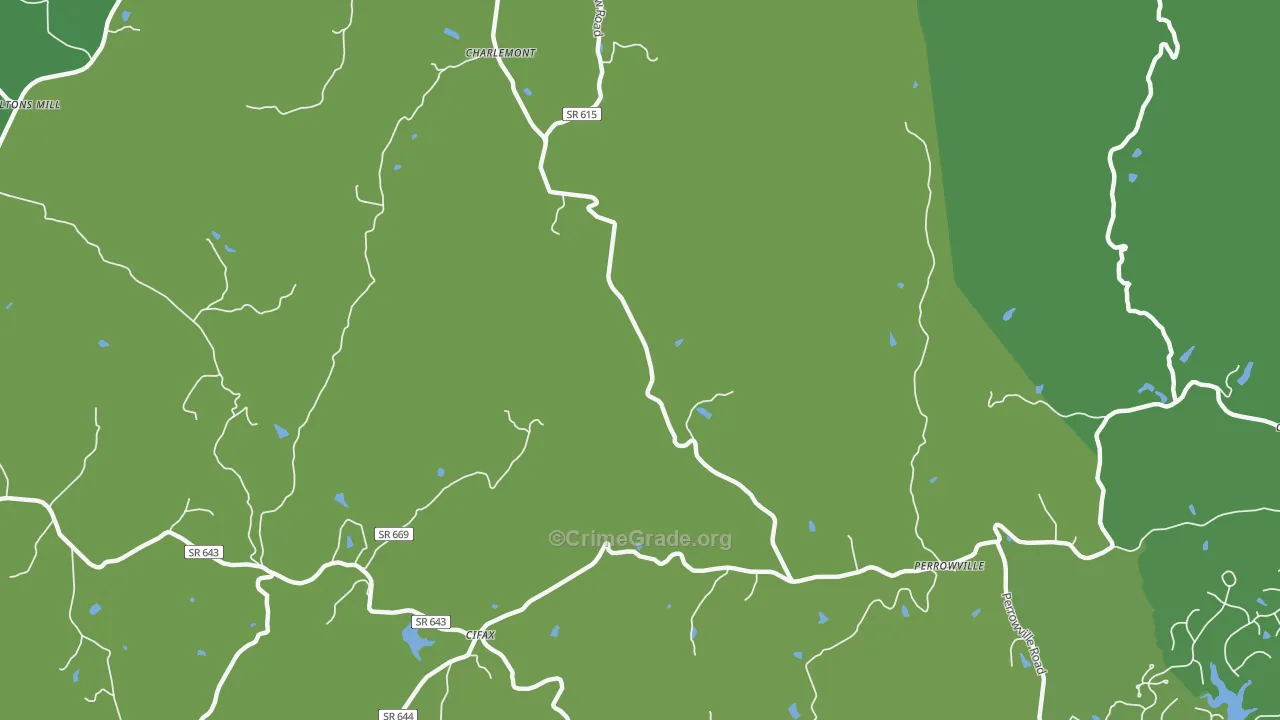 Charlemont, VA Map of Vehicle Theft Rates