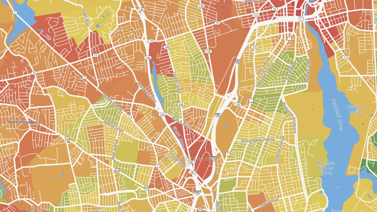 Charles, Providence, RI Map of Vehicle Theft Rates