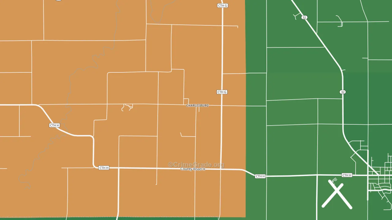 Charlesburg, WI Map of Vehicle Theft Rates