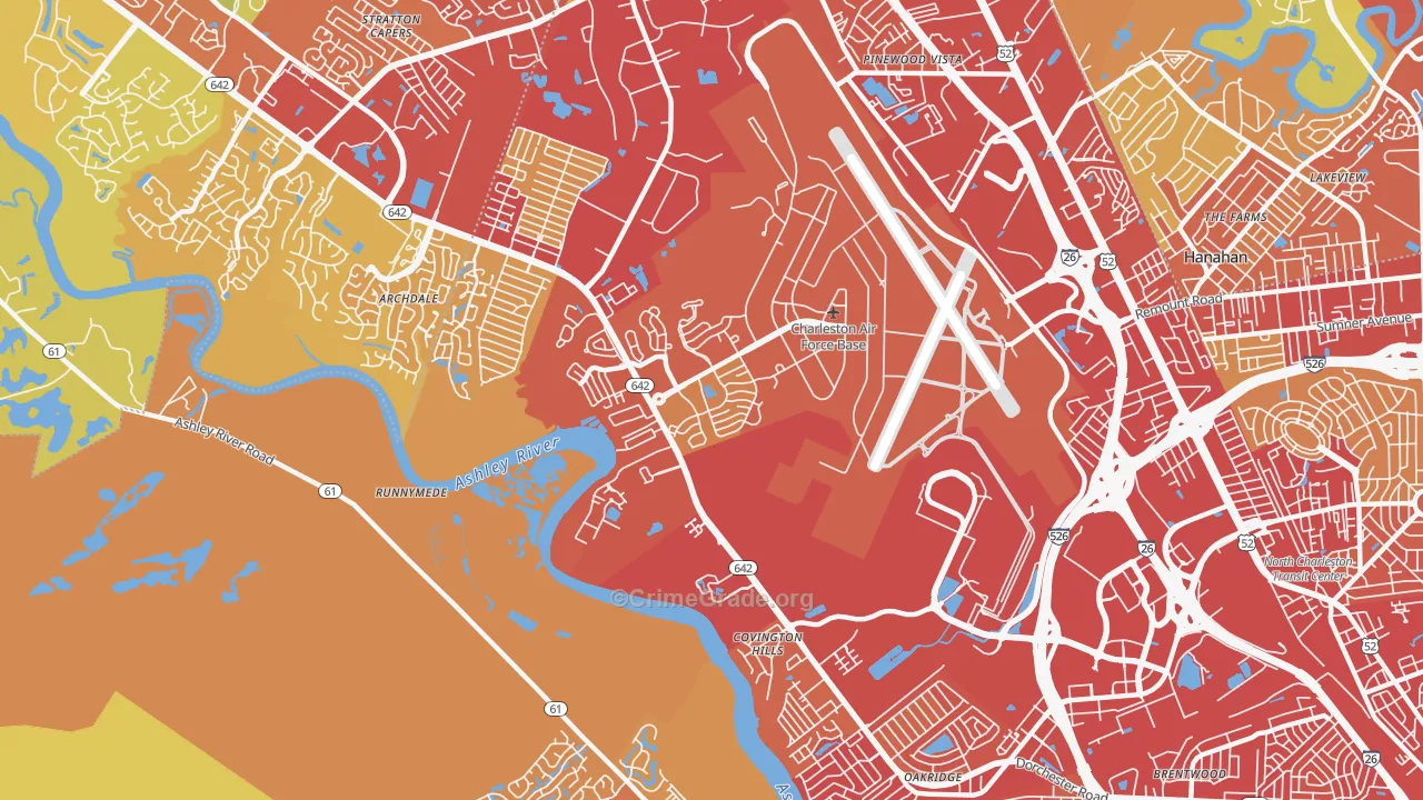 Charleston Afb, SC Map of Vehicle Theft Rates