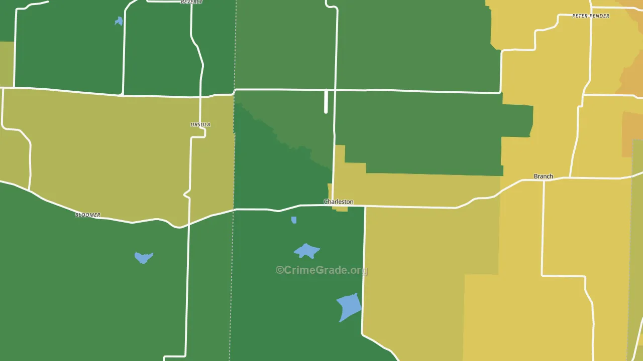 Charleston, AR Map of Vehicle Theft Rates