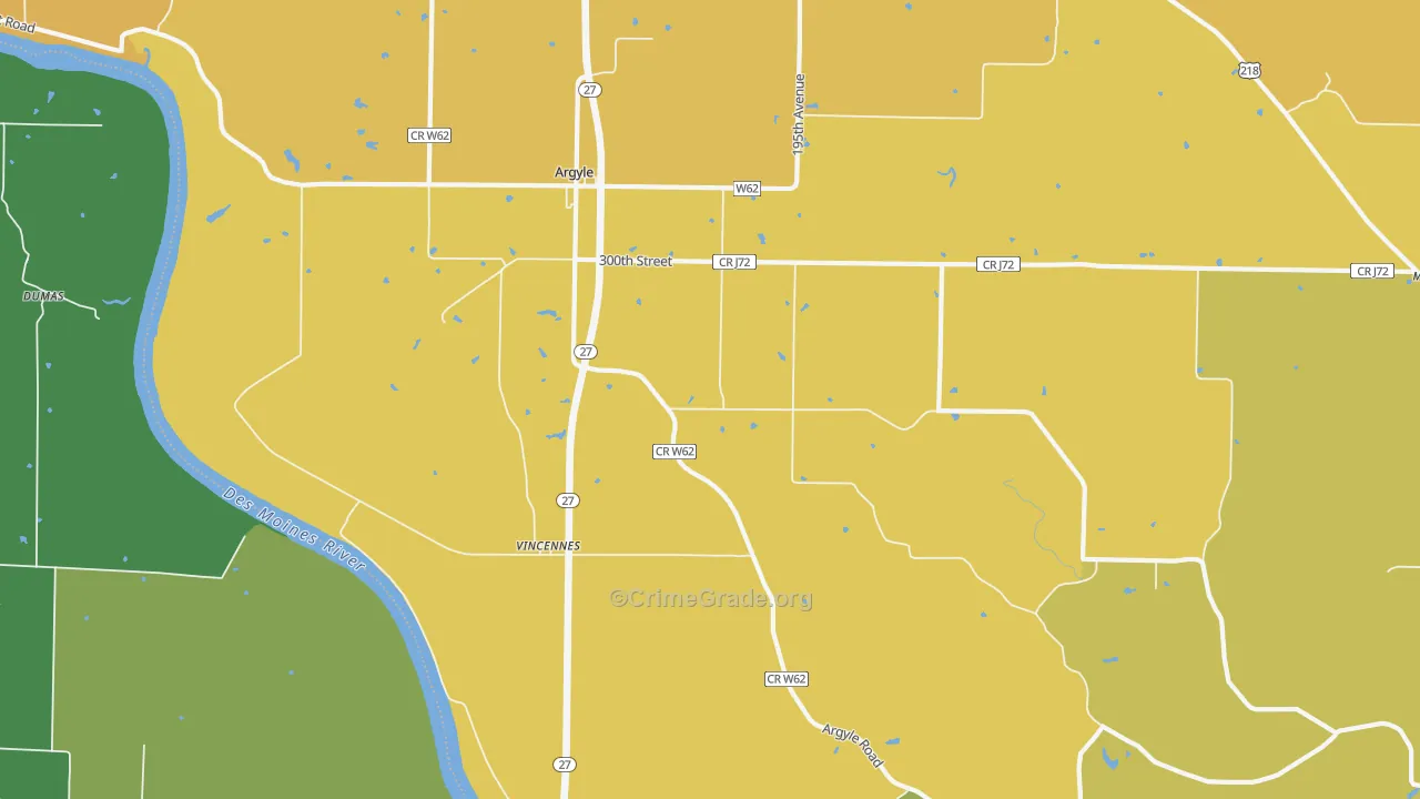 Charleston, IA Map of Vehicle Theft Rates