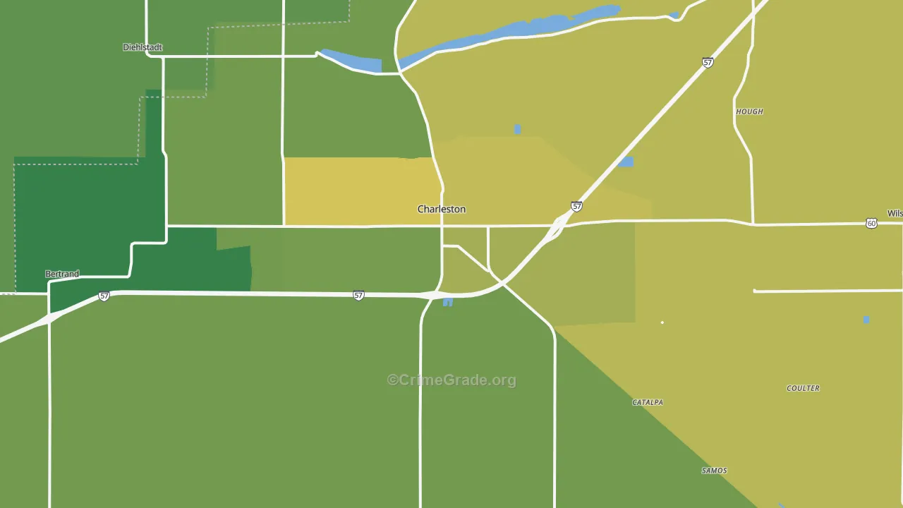 Charleston, MO Map of Vehicle Theft Rates