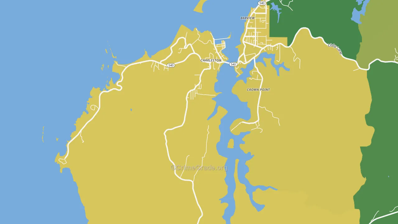 Charleston, OR Map of Vehicle Theft Rates
