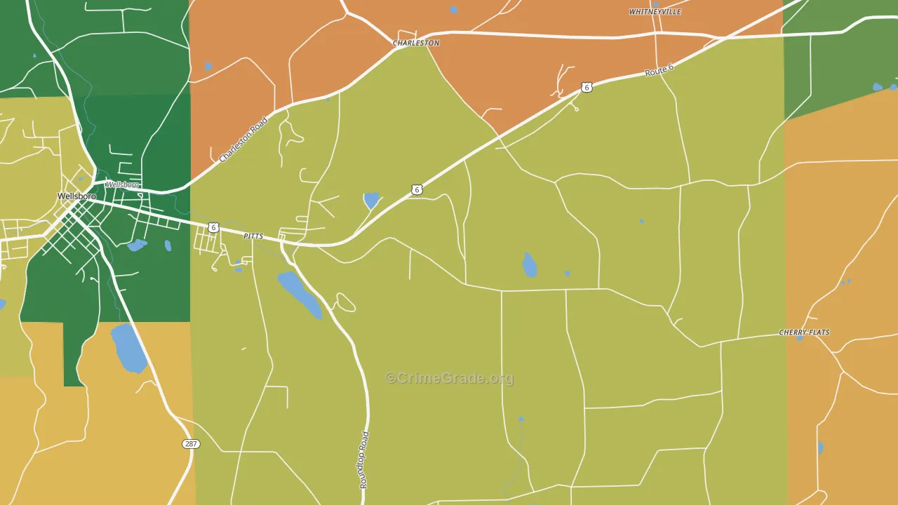 Charleston, PA Map of Vehicle Theft Rates