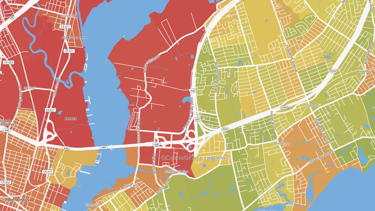 Charleston, Staten Island, NY Map of Vehicle Theft Rates