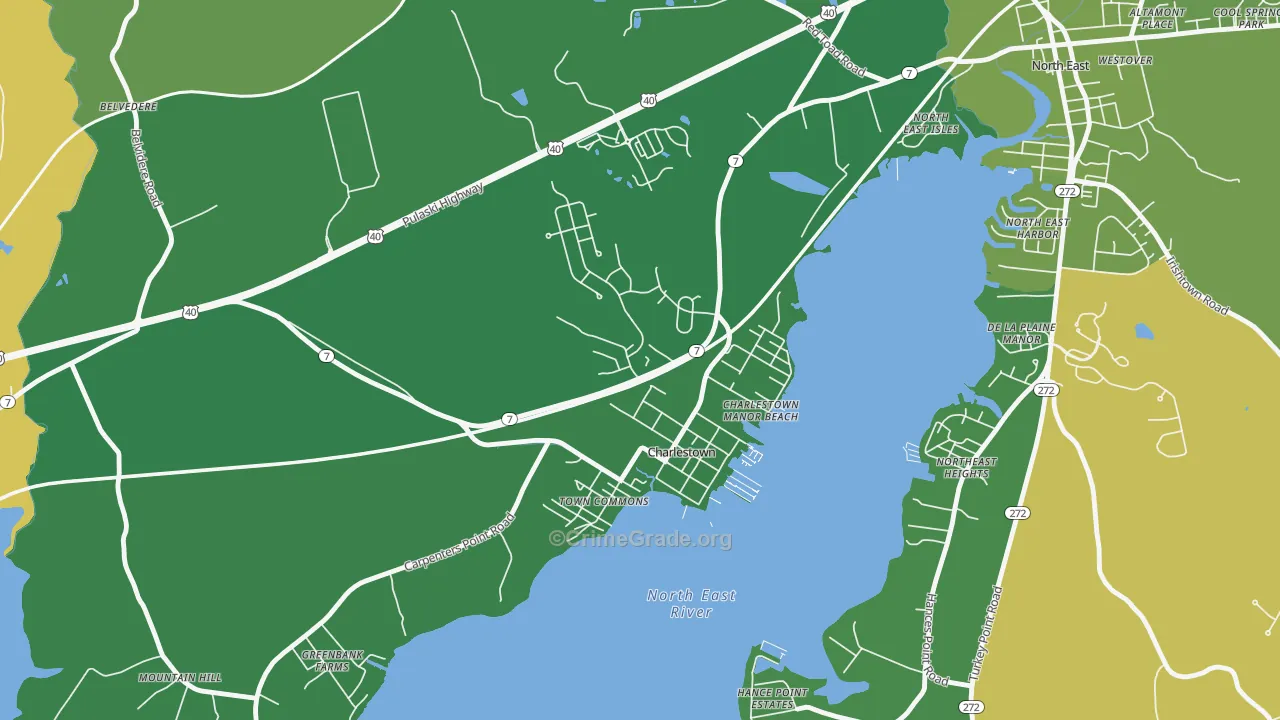 Charlestown, MD Map of Vehicle Theft Rates