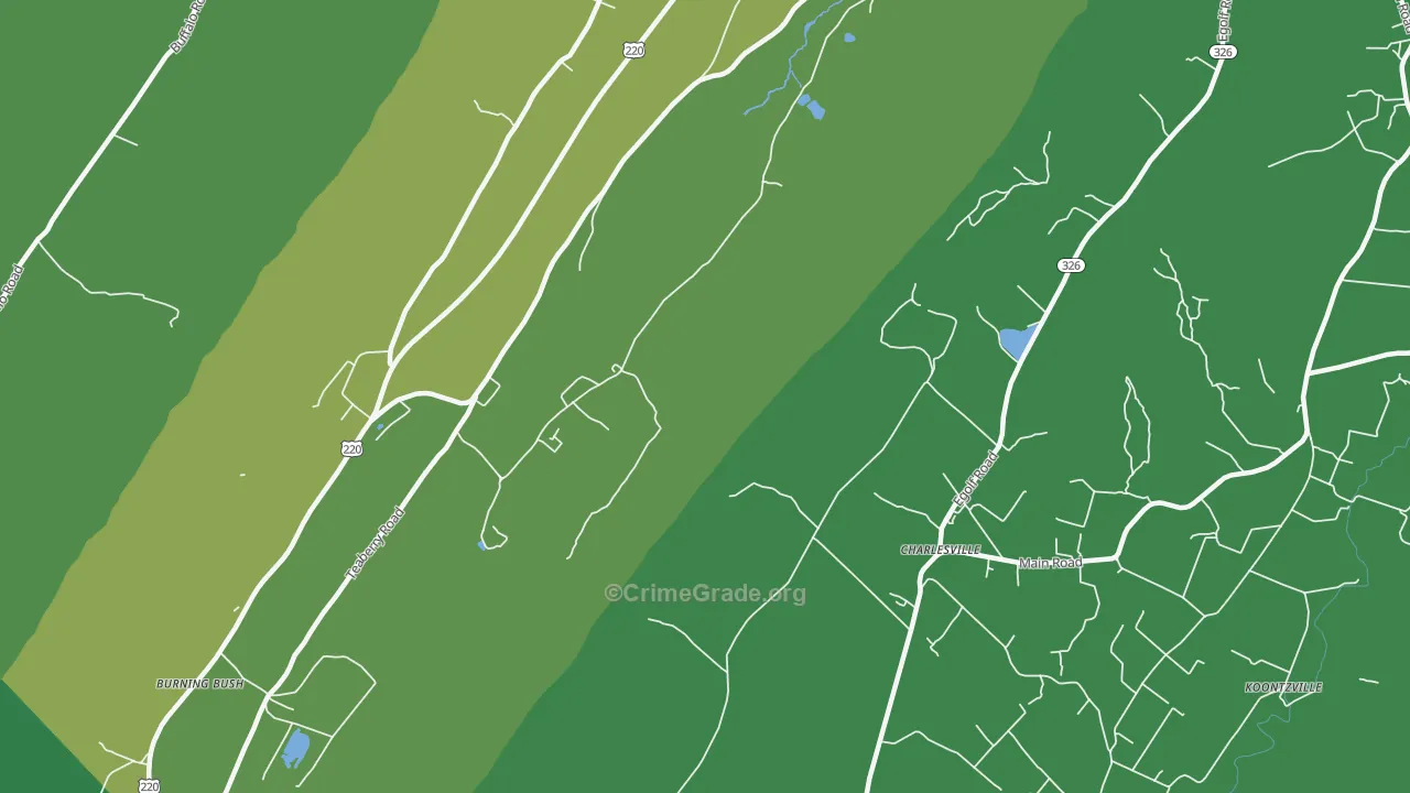 Charlesville, PA Map of Vehicle Theft Rates
