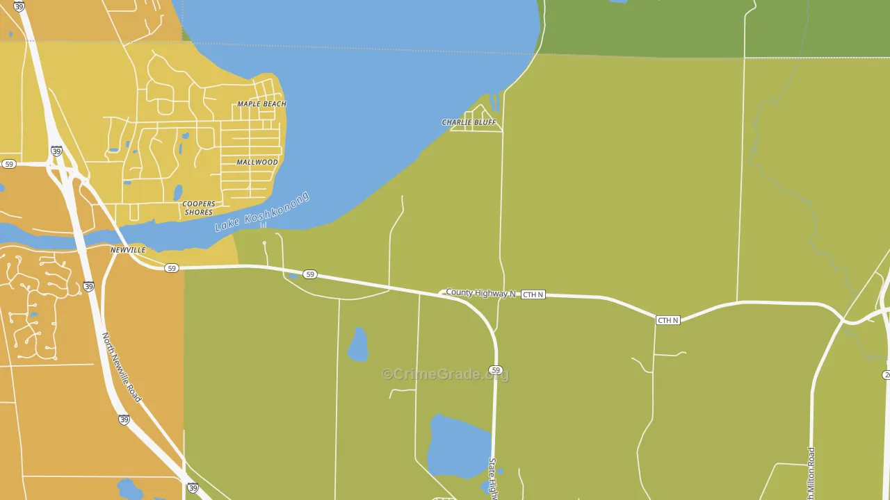 Charlie Bluff, WI Map of Vehicle Theft Rates