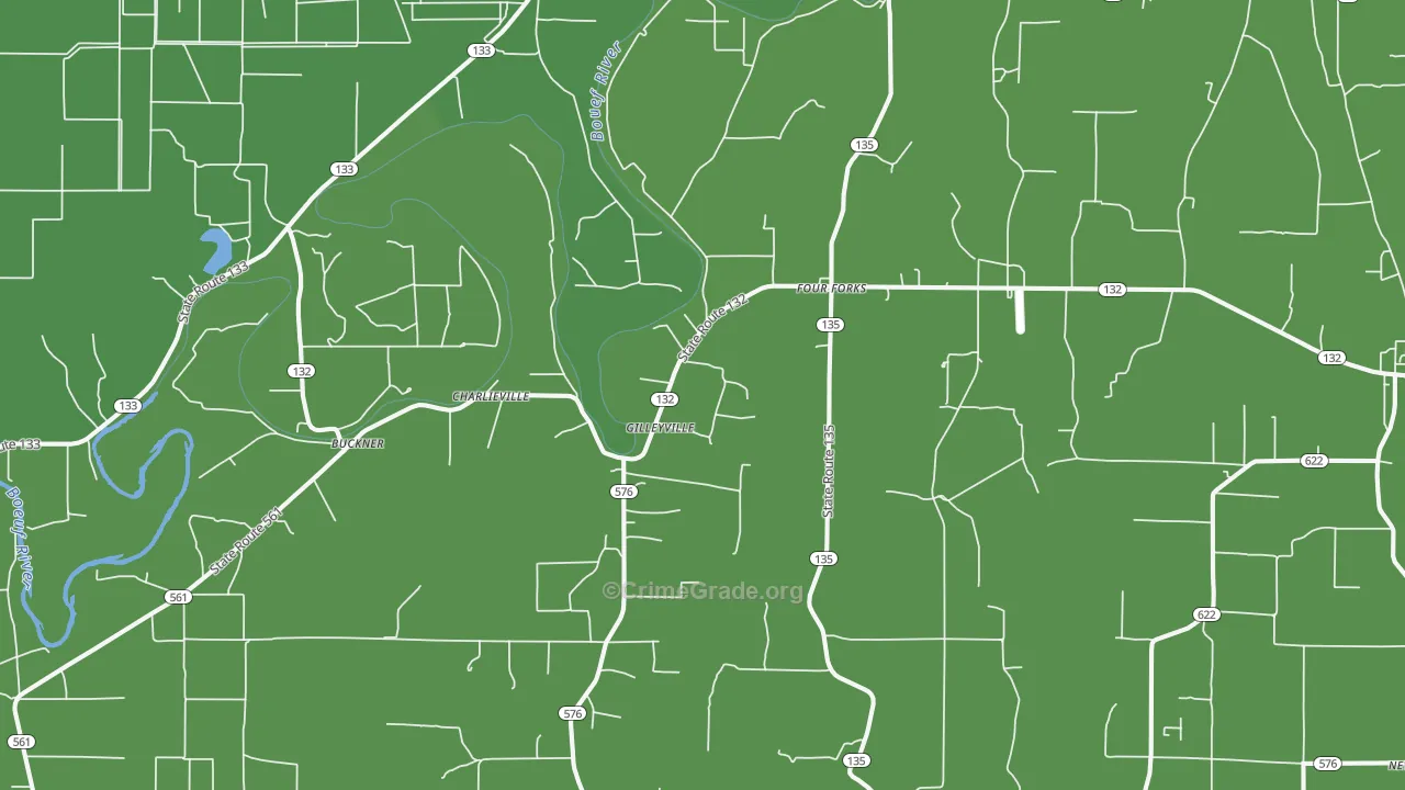 Charlieville, LA Map of Vehicle Theft Rates