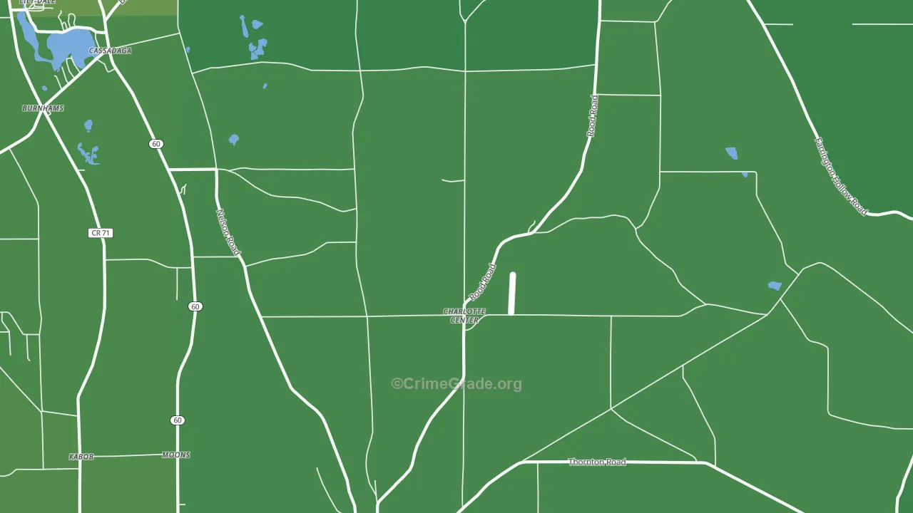 Charlotte Center, NY Map of Vehicle Theft Rates