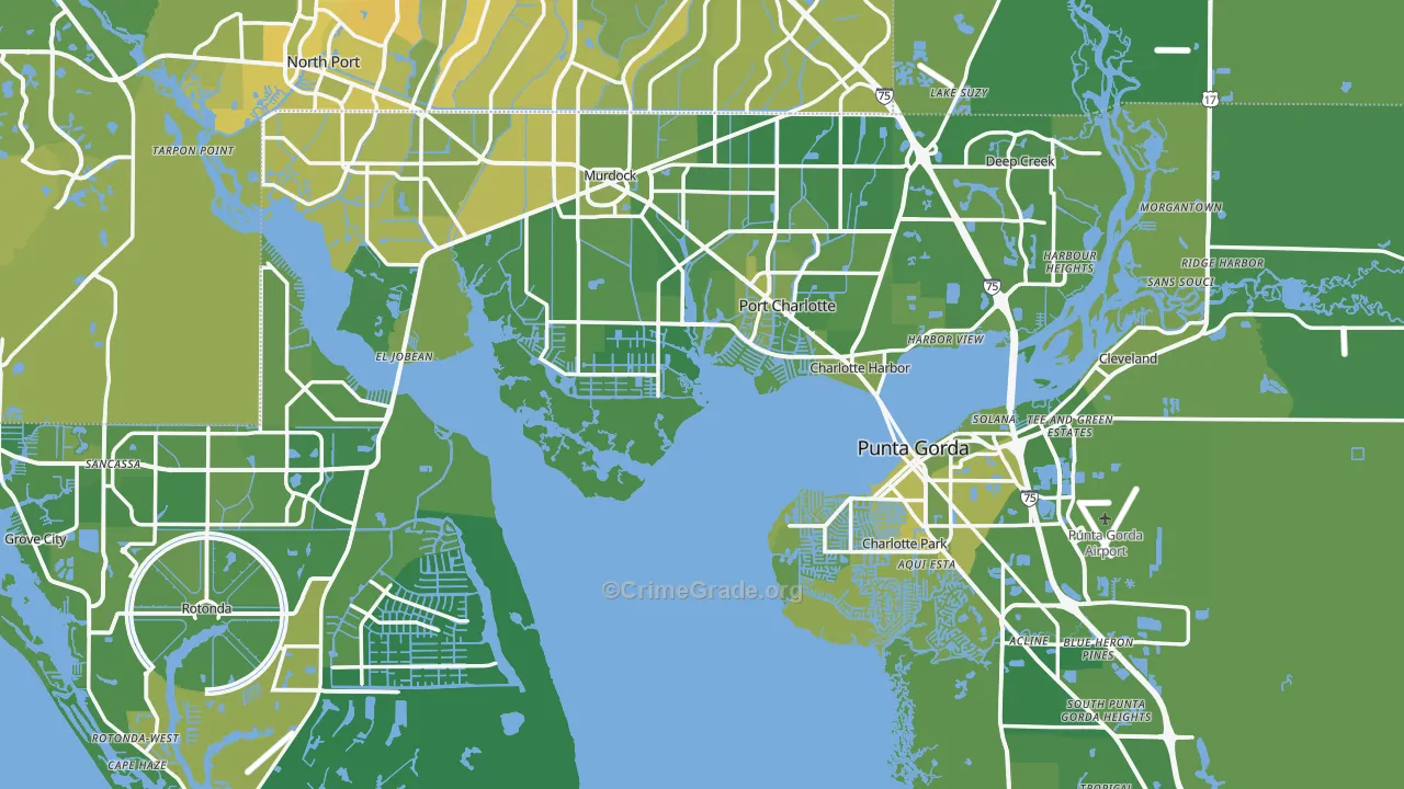 Charlotte County, FL Map of Vehicle Theft Rates
