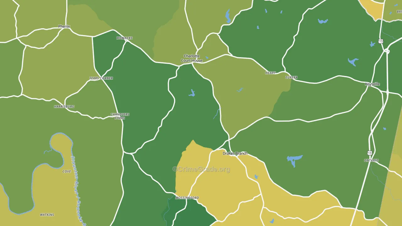 Charlotte County, VA Map of Vehicle Theft Rates