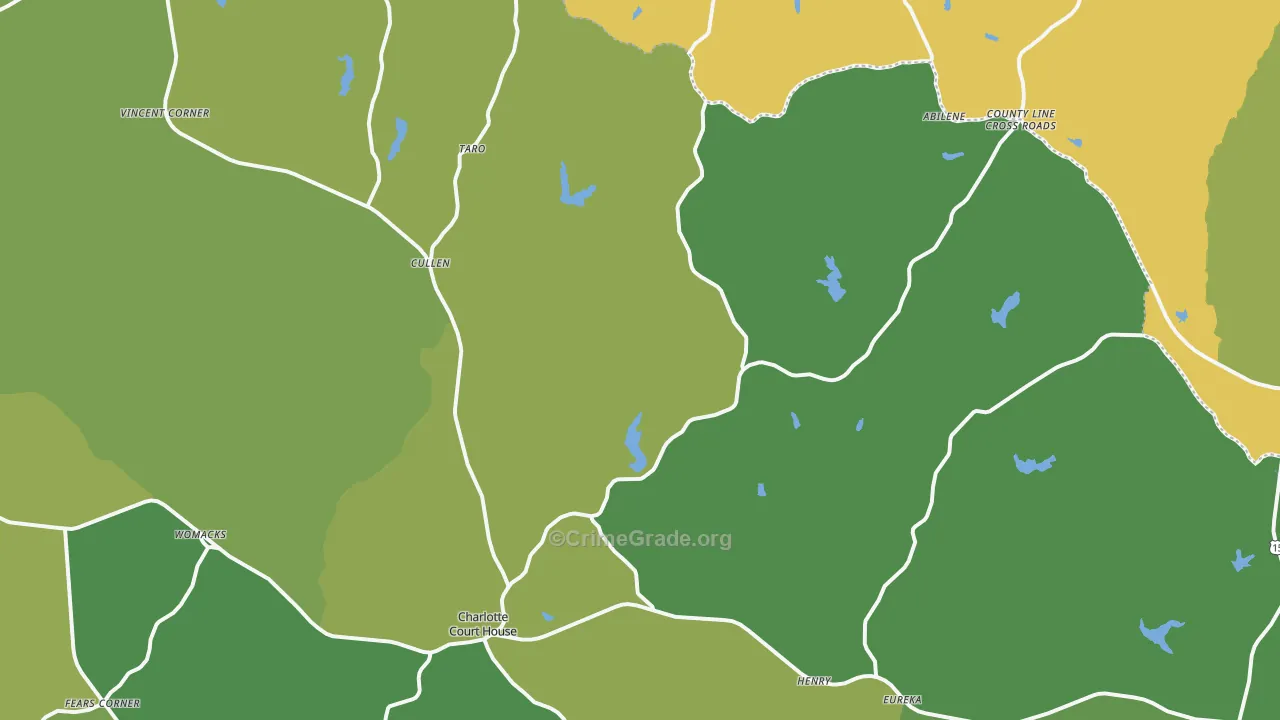 Charlotte Court House, VA Map of Vehicle Theft Rates
