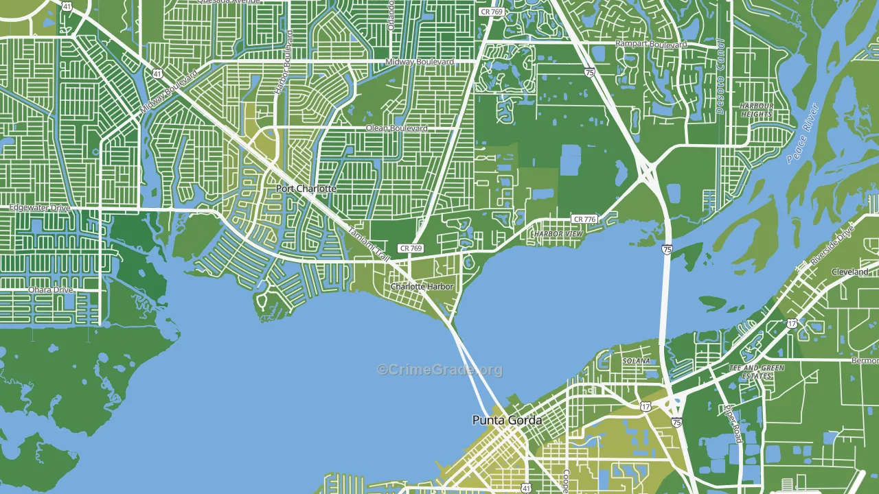 Charlotte Harbor, FL Map of Vehicle Theft Rates