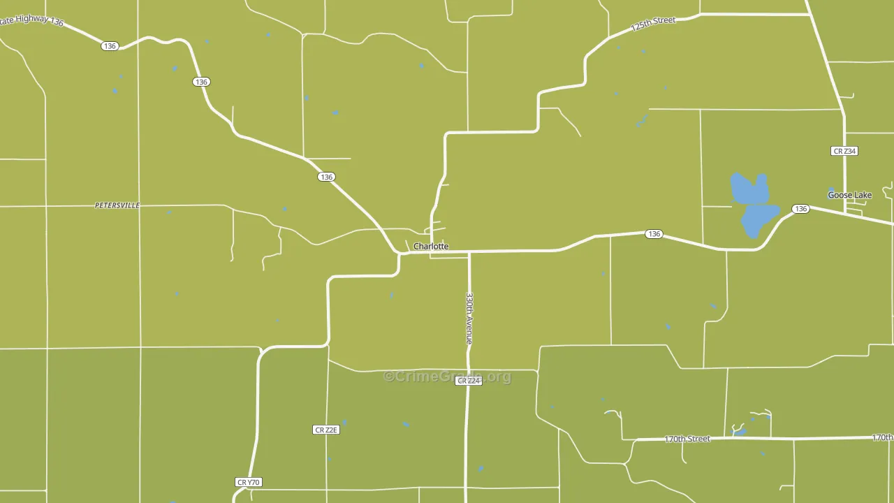 Charlotte, IA Map of Vehicle Theft Rates