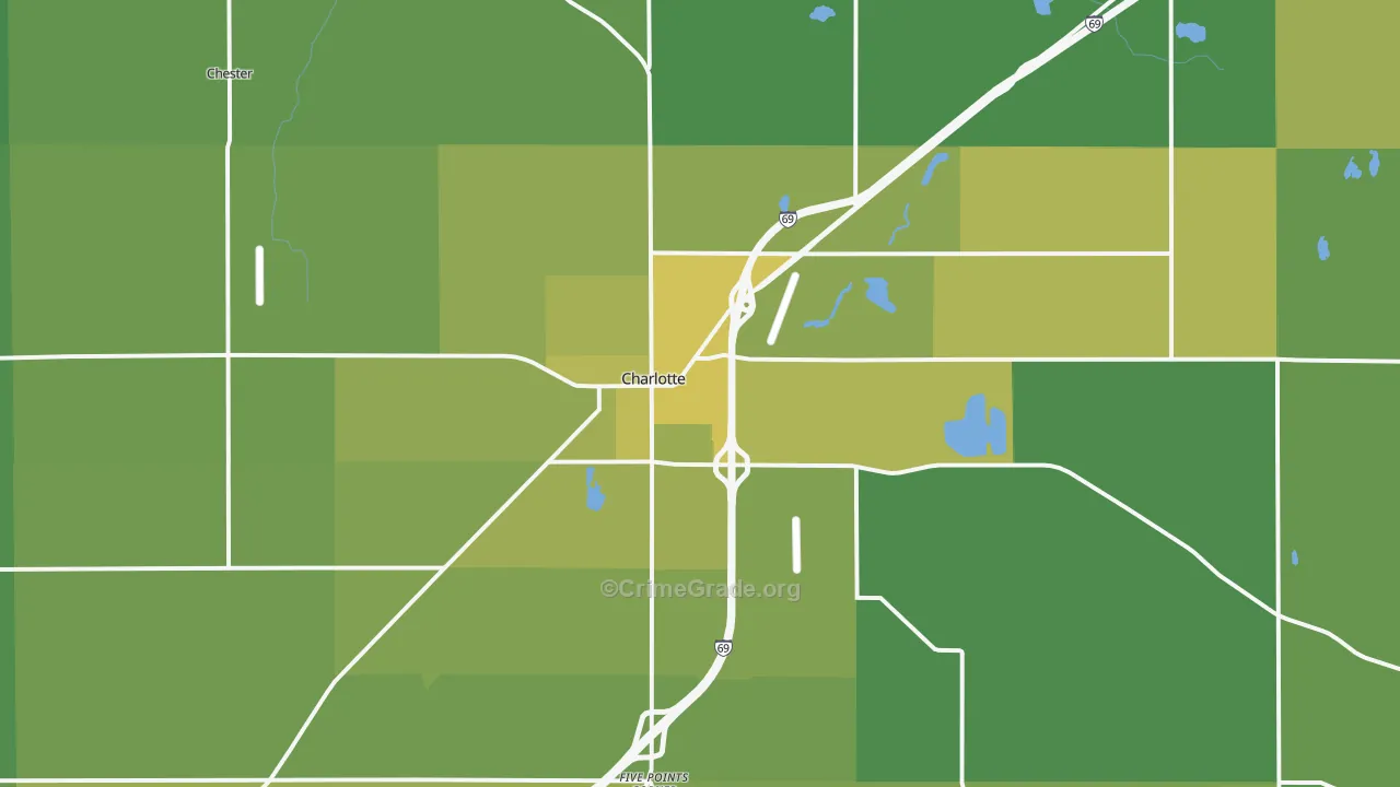 Charlotte, MI Map of Vehicle Theft Rates