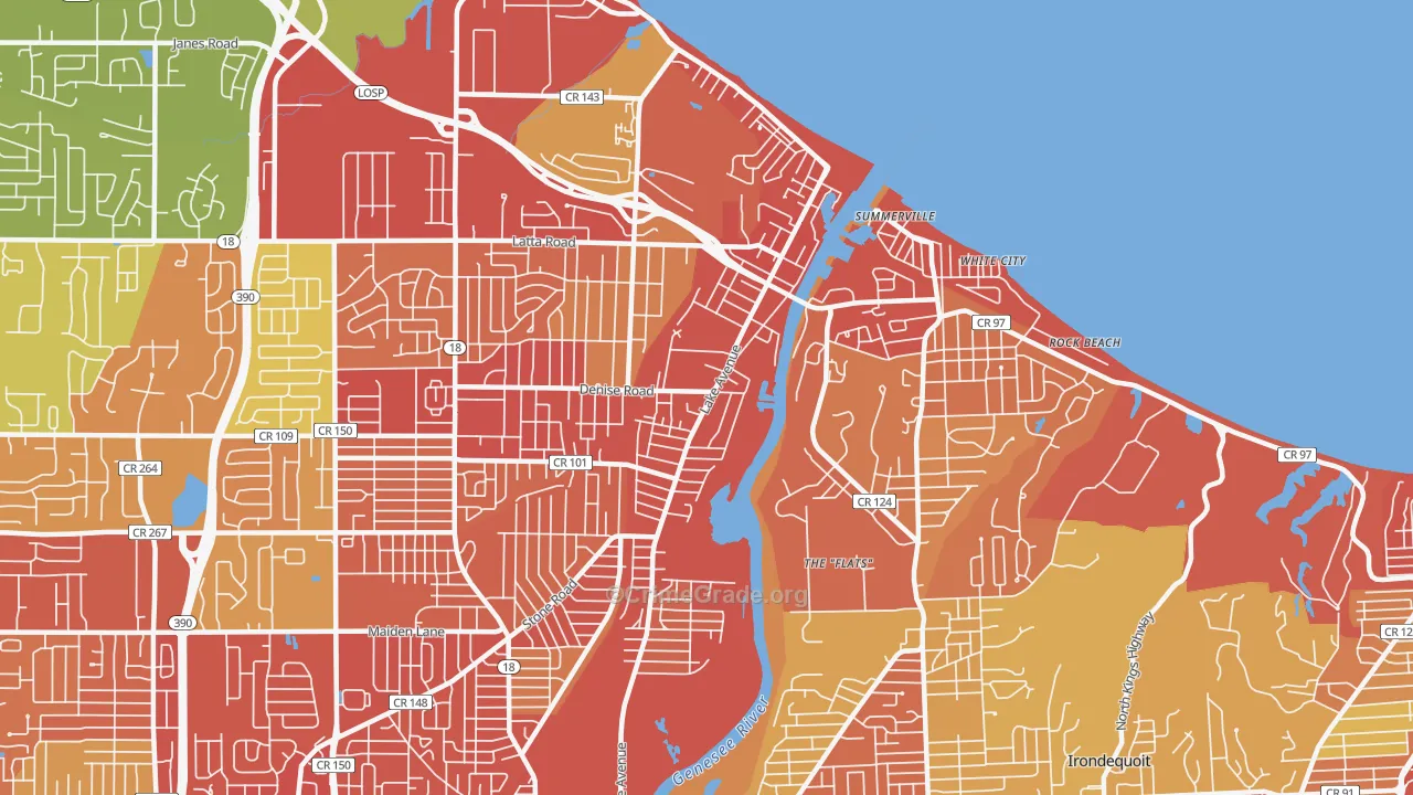 Charlotte, Rochester, NY Map of Vehicle Theft Rates
