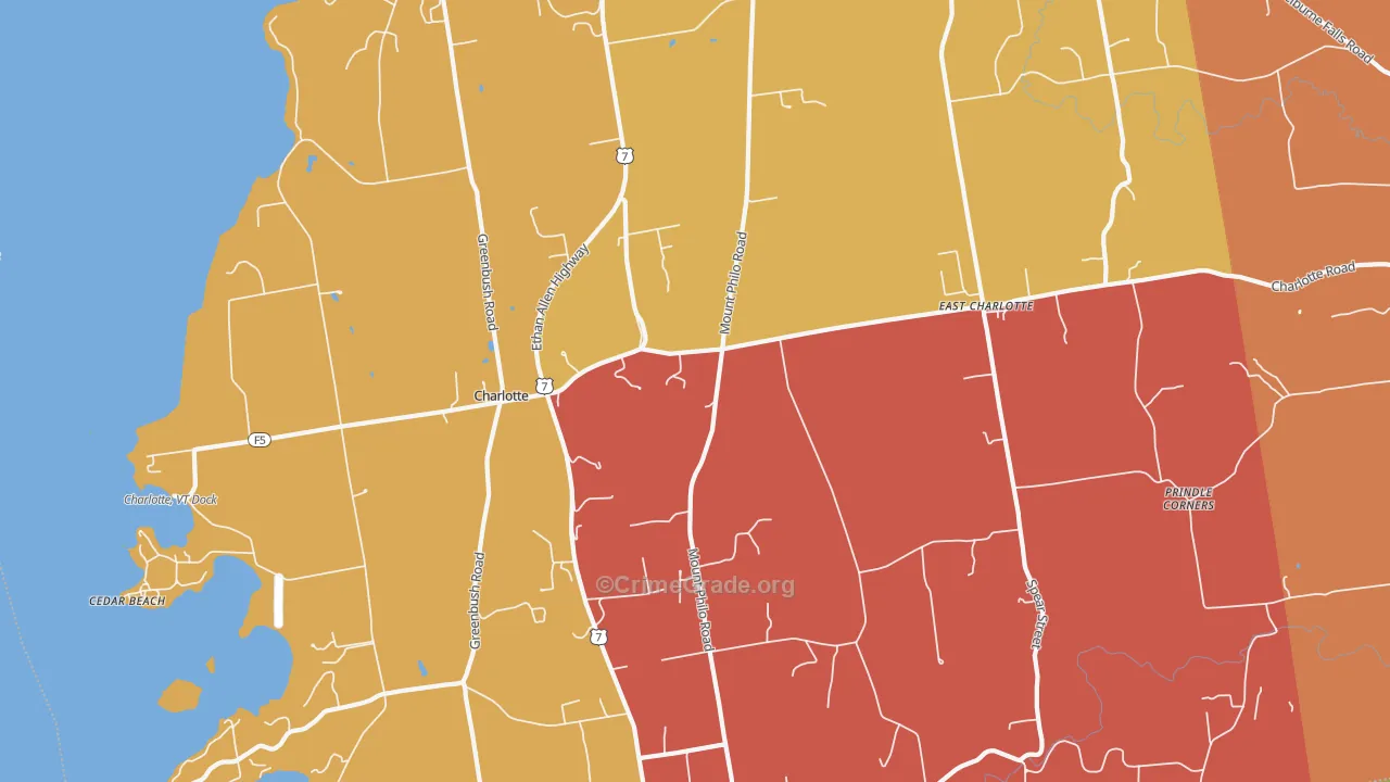 Charlotte, VT Map of Vehicle Theft Rates