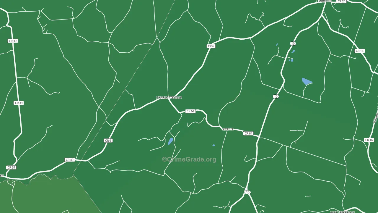 Charlotteville, NY Map of Vehicle Theft Rates
