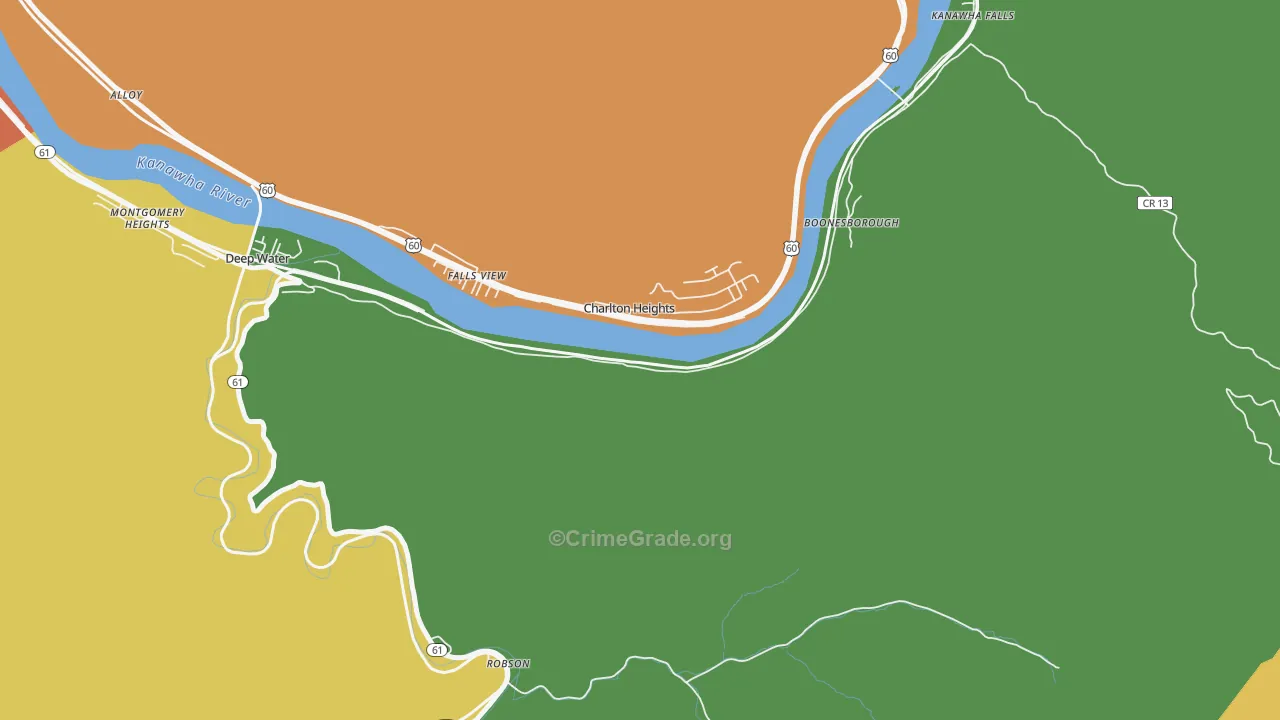 Charlton Heights, WV Map of Vehicle Theft Rates