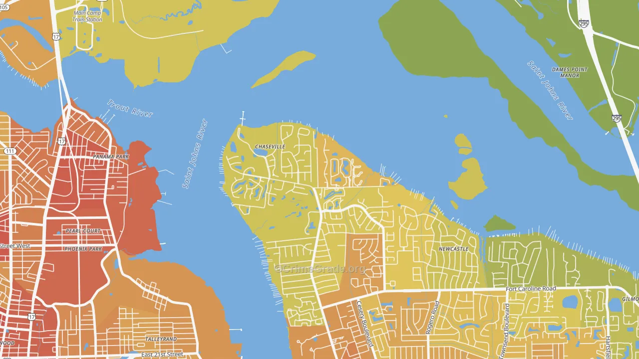 Charter Point, Jacksonville, FL Map of Vehicle Theft Rates
