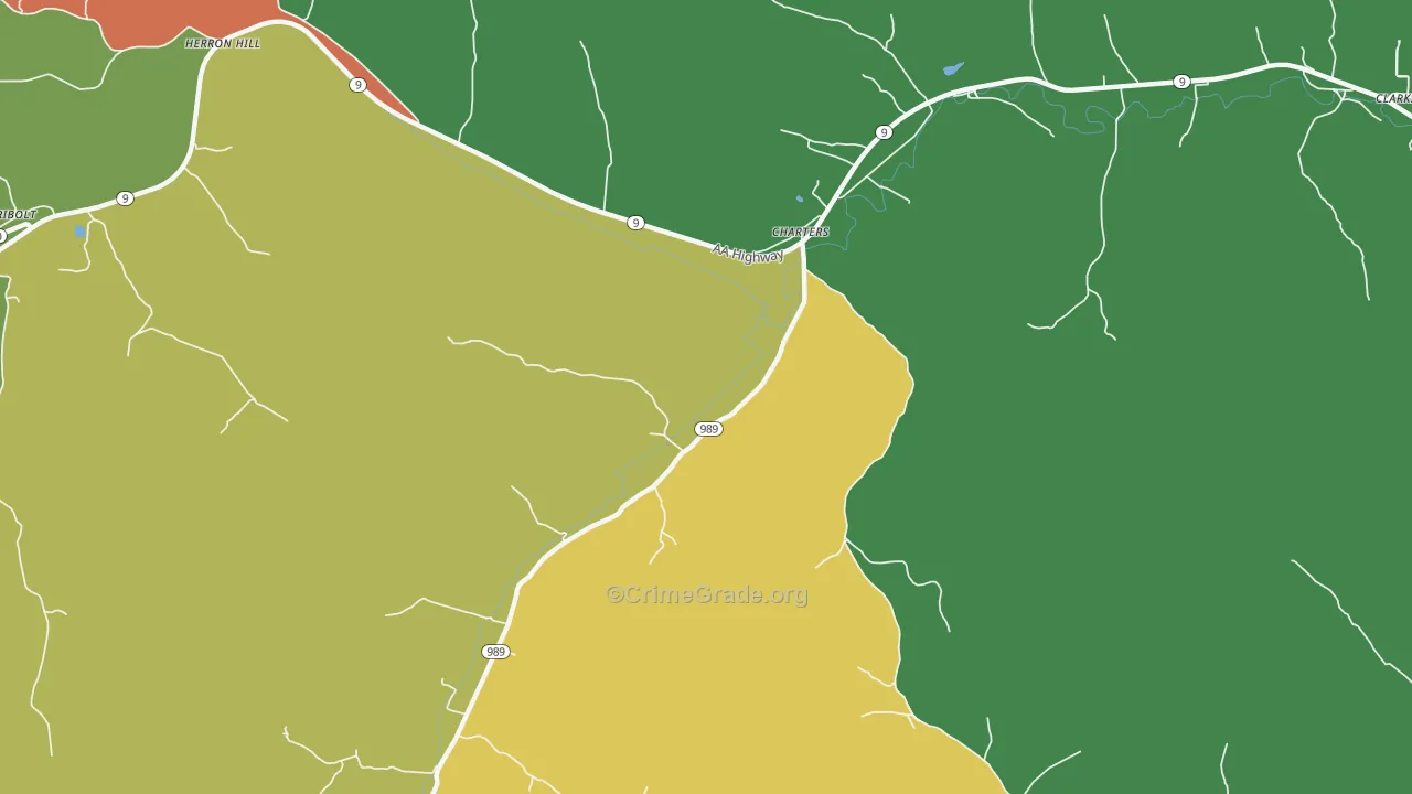 Charters, KY Map of Vehicle Theft Rates