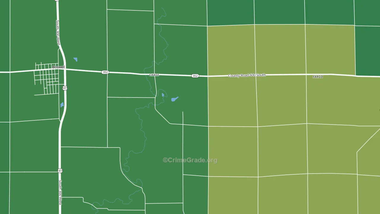 Chase, IN Map of Vehicle Theft Rates