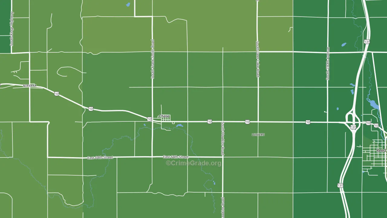 Chase, MI Map of Vehicle Theft Rates