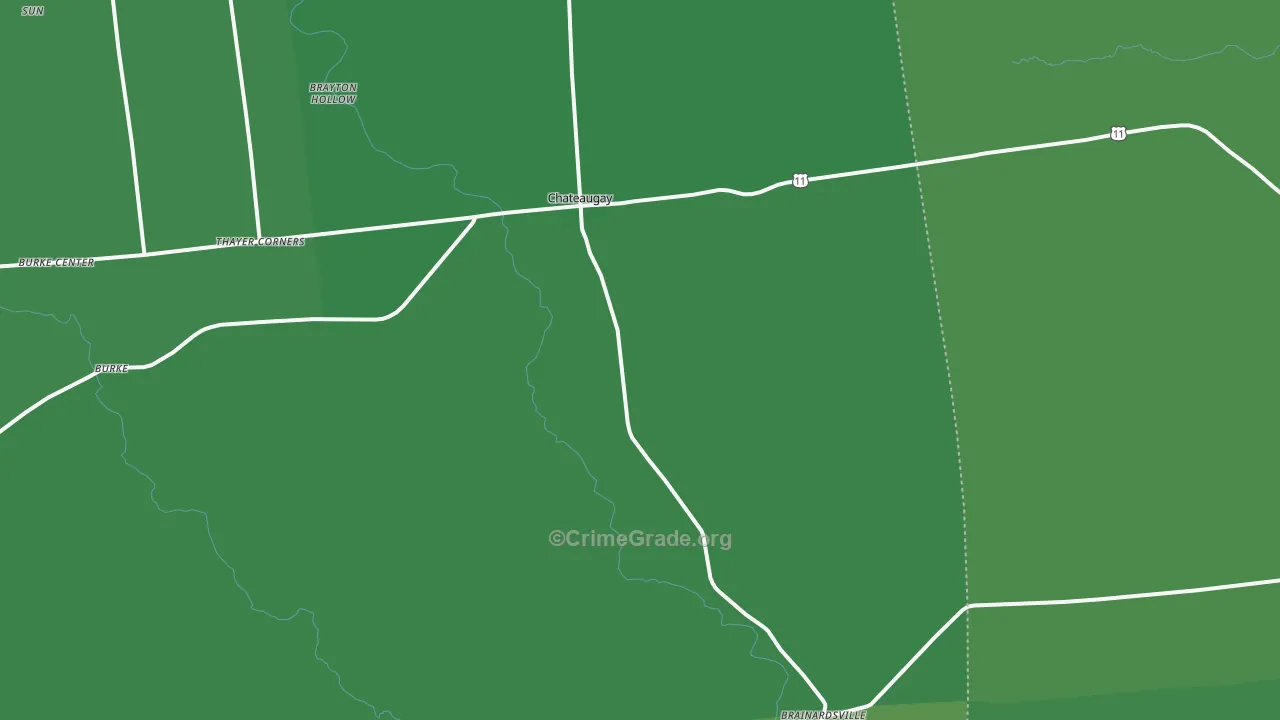 Chateaugay, NY Map of Vehicle Theft Rates