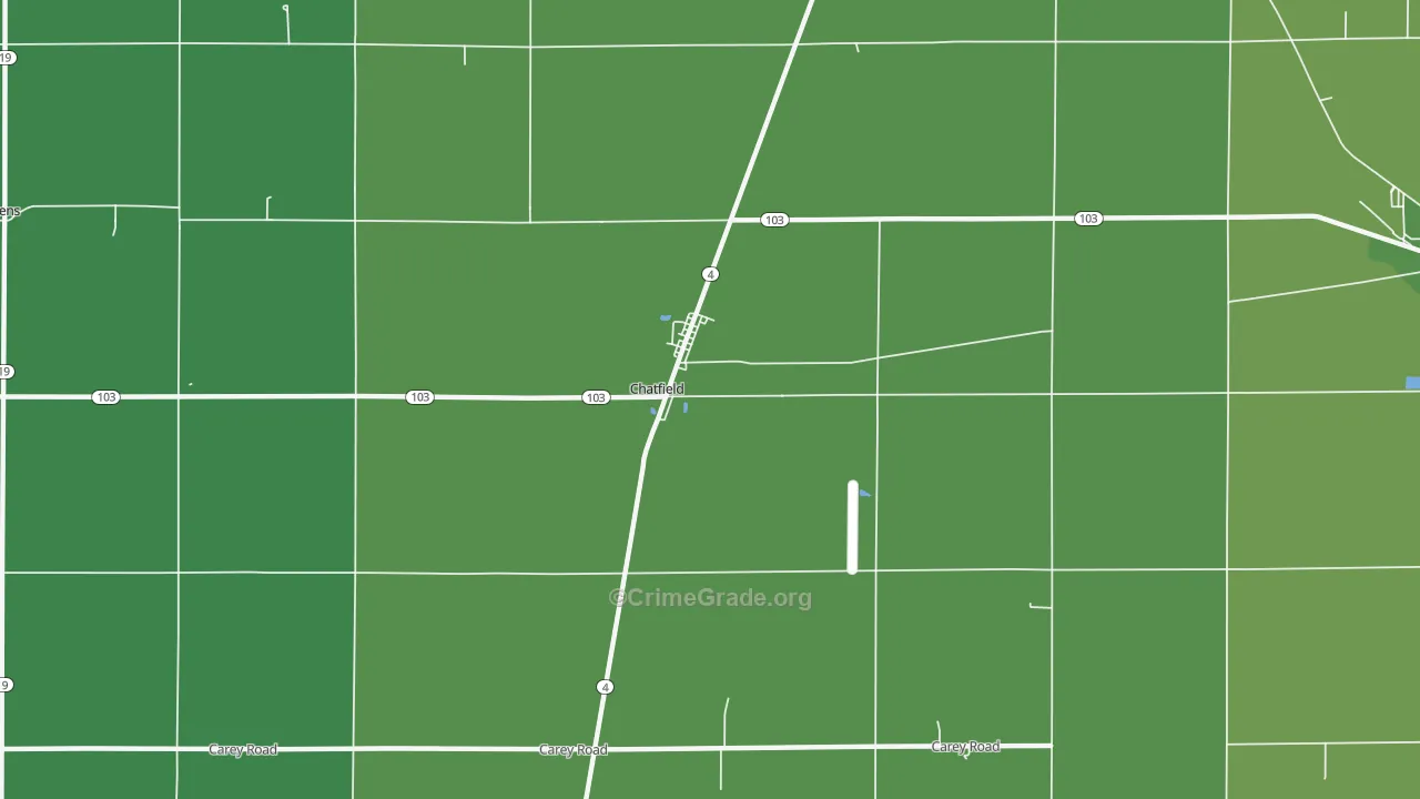 Chatfield, OH Map of Vehicle Theft Rates
