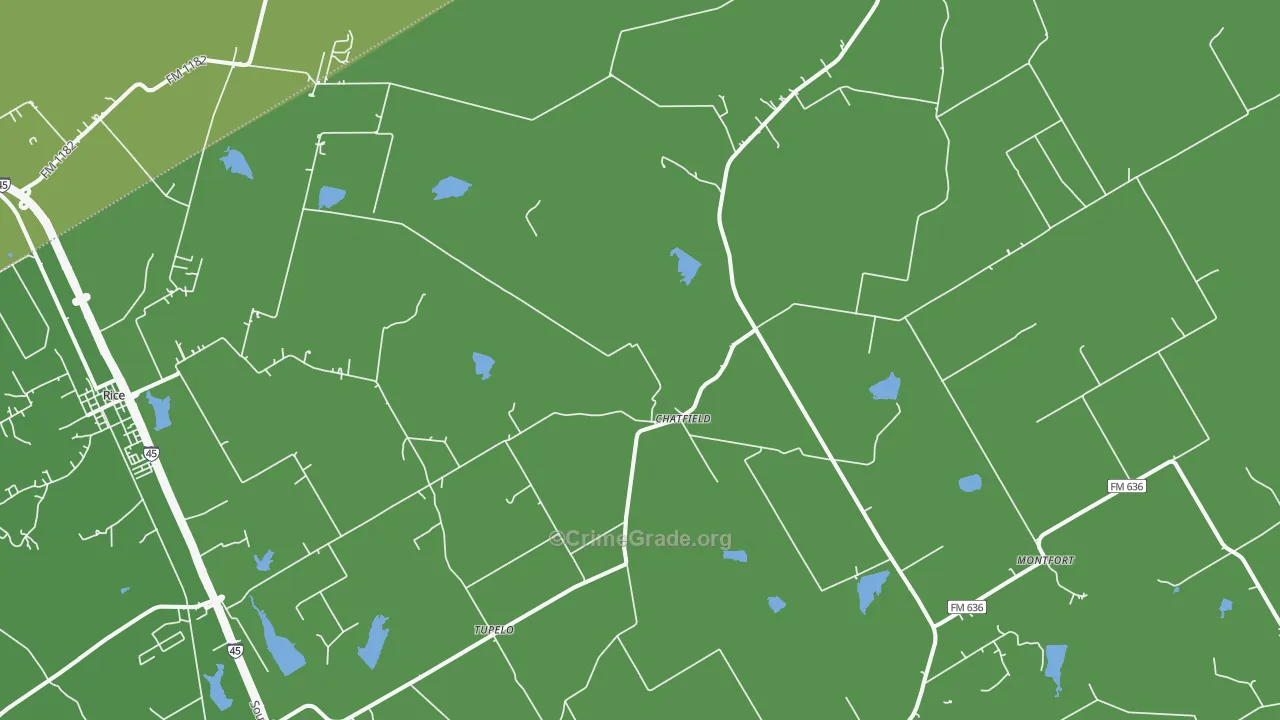Chatfield, TX Map of Vehicle Theft Rates
