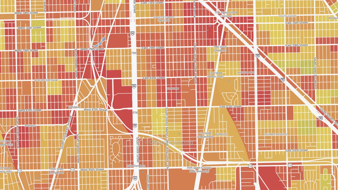 Chatham, Chicago, IL Map of Vehicle Theft Rates