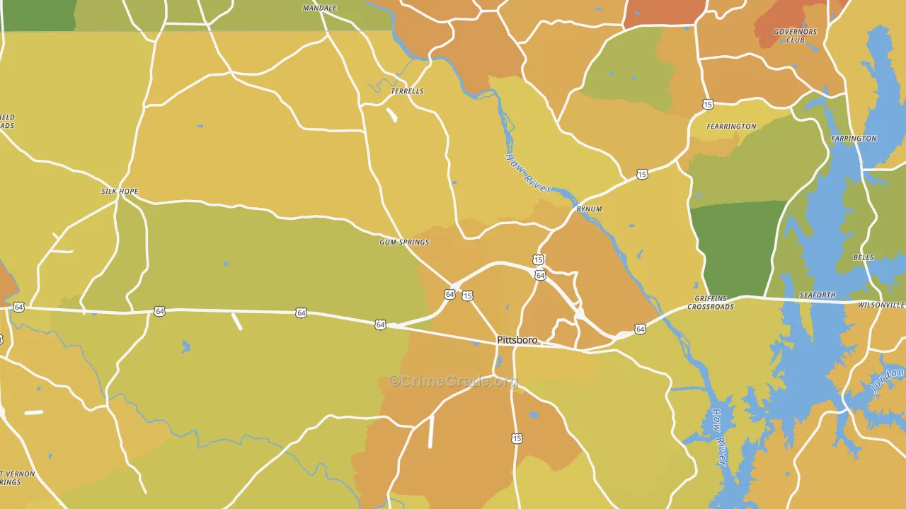 Chatham County, NC Map of Vehicle Theft Rates