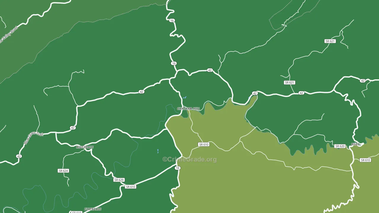 Chatham Hill, VA Map of Vehicle Theft Rates
