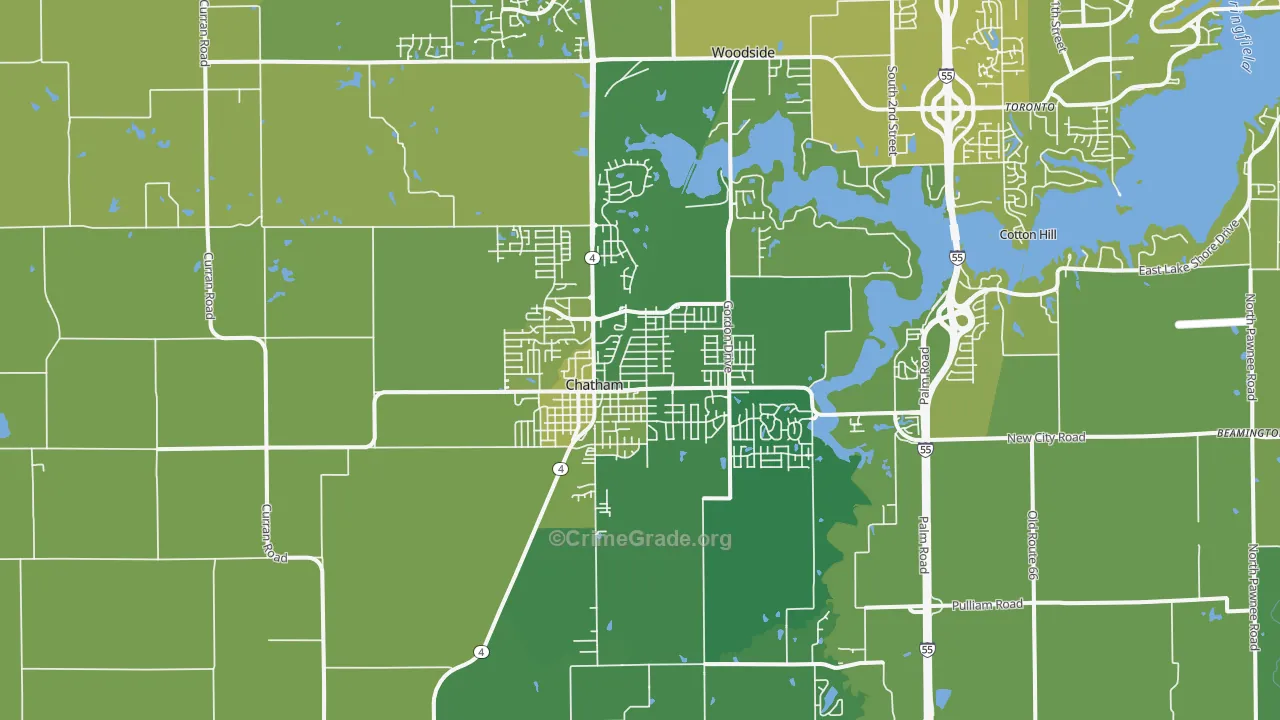 Chatham, IL Map of Vehicle Theft Rates