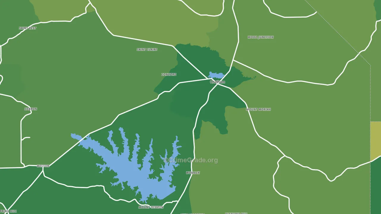 Chatham, LA Map of Vehicle Theft Rates