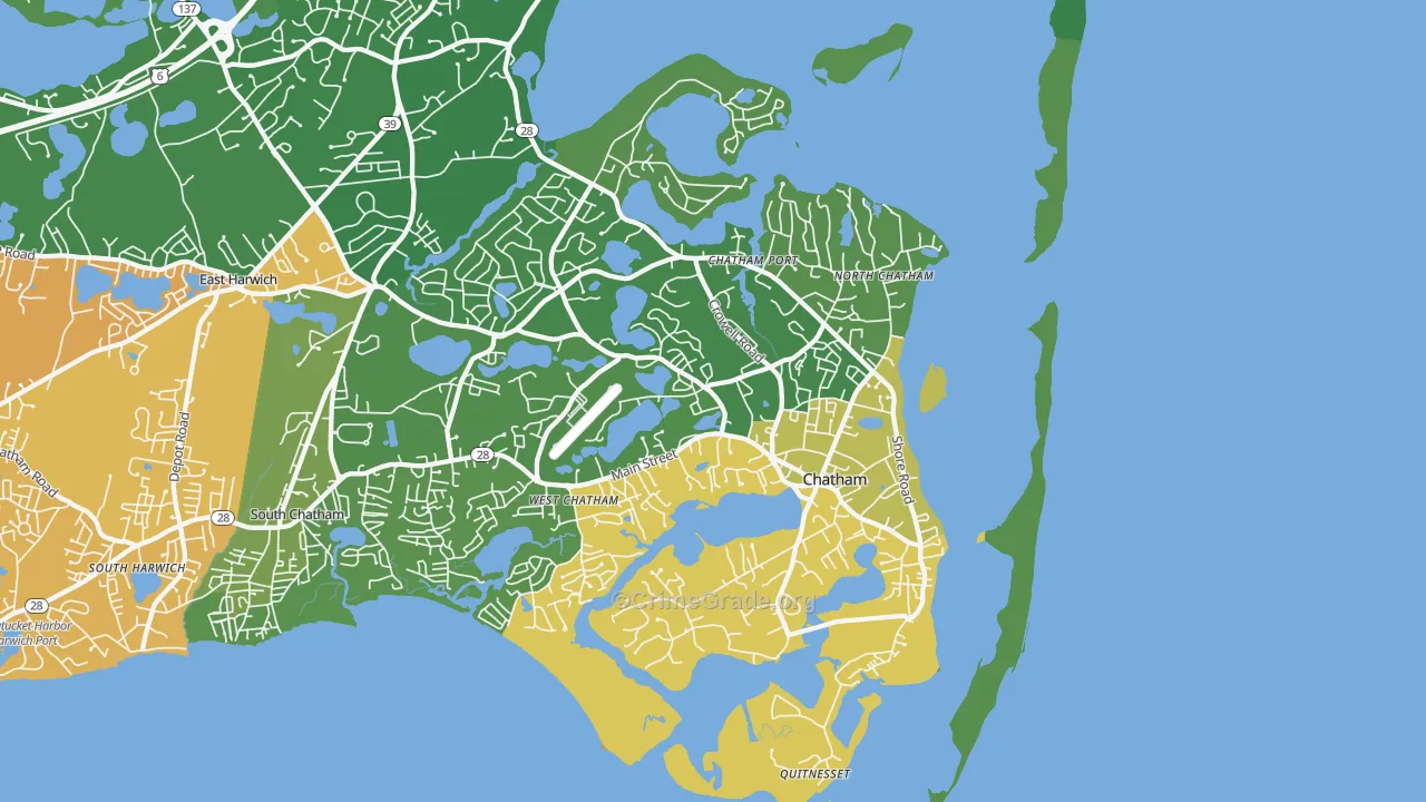 Chatham, MA Map of Vehicle Theft Rates