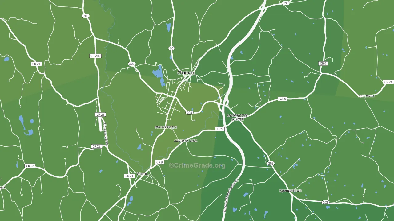 Chatham, NY Map of Vehicle Theft Rates