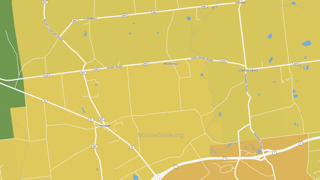 Chatham, PA Map of Vehicle Theft Rates