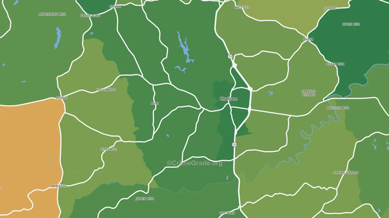 Chatham, VA Map of Vehicle Theft Rates