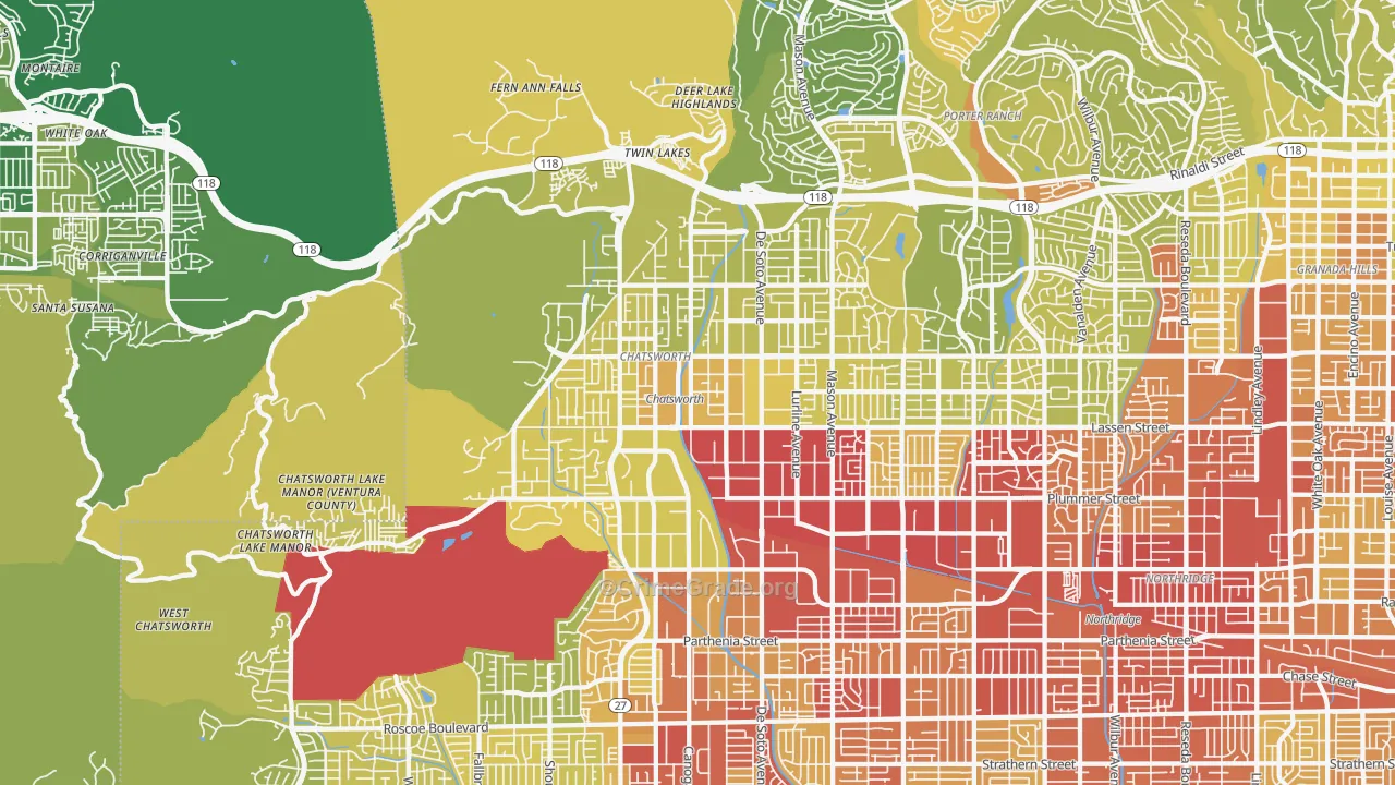 Chatsworth, CA Map of Vehicle Theft Rates