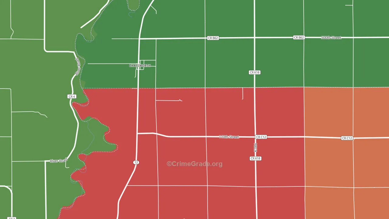 Chatsworth, IA Map of Vehicle Theft Rates