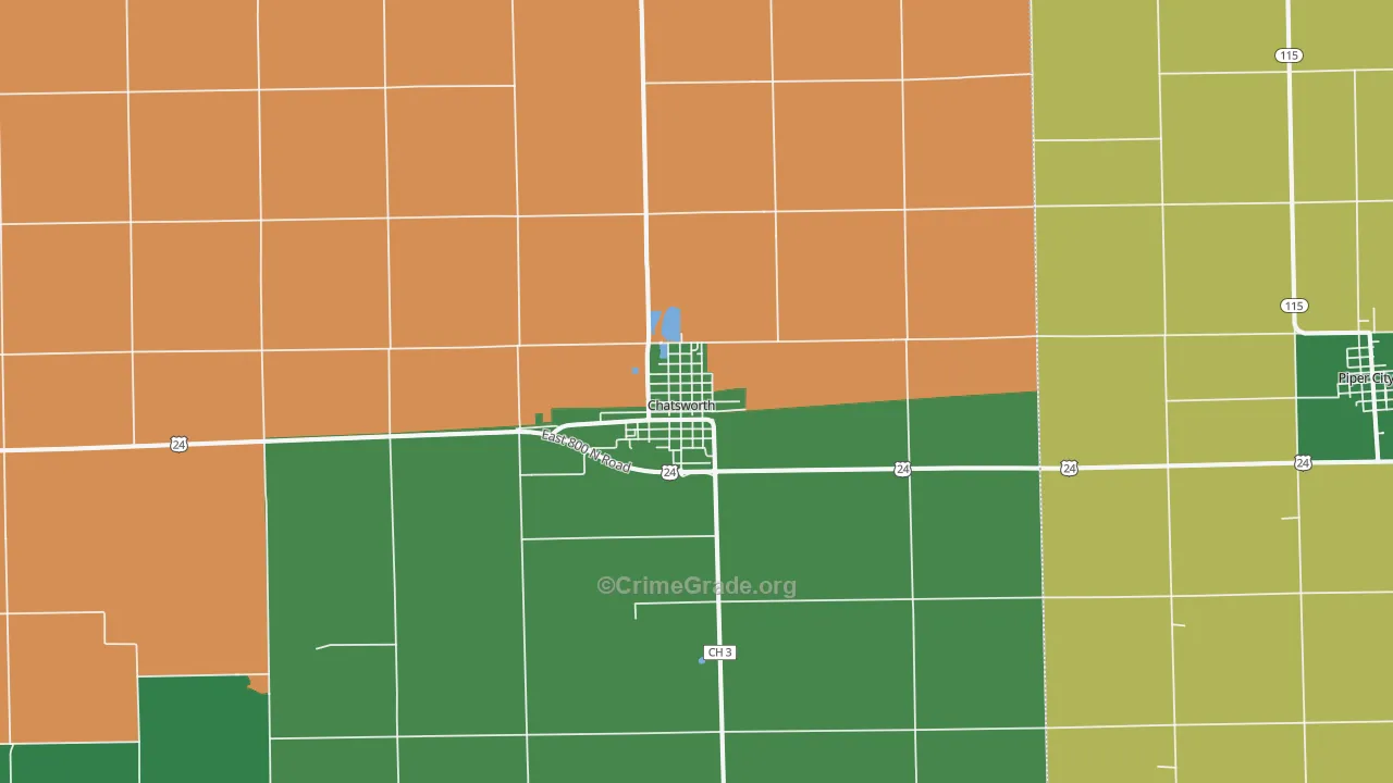Chatsworth, IL Map of Vehicle Theft Rates