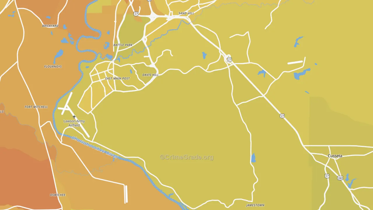 Chattahoochee County, GA Map of Vehicle Theft Rates