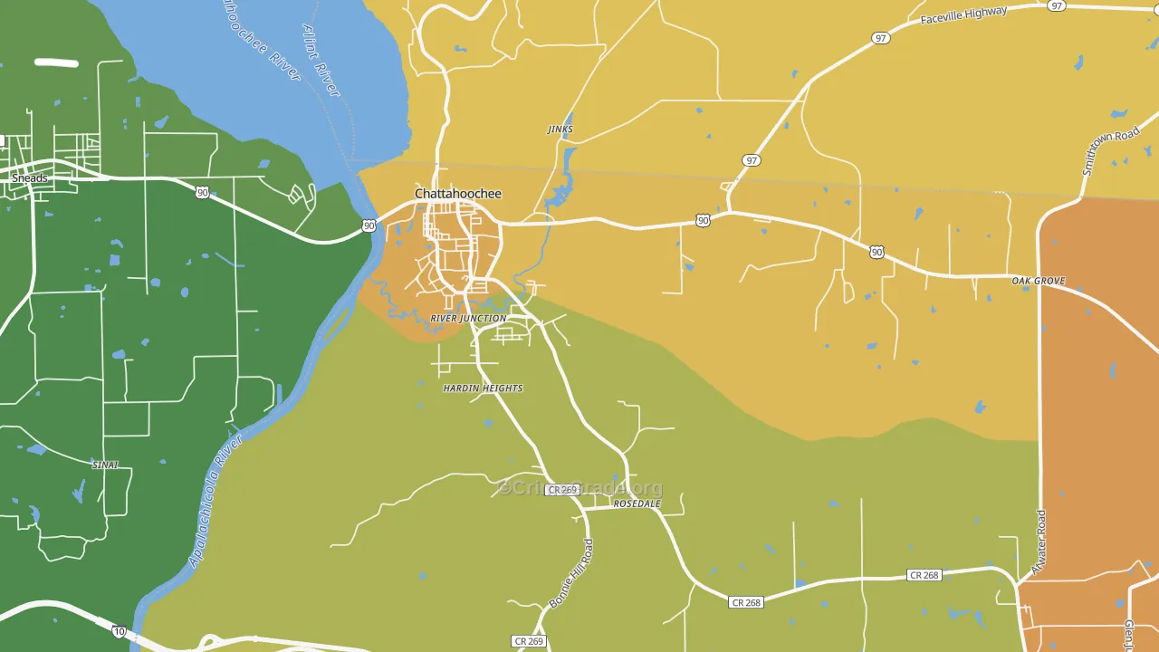 Chattahoochee, FL Map of Vehicle Theft Rates